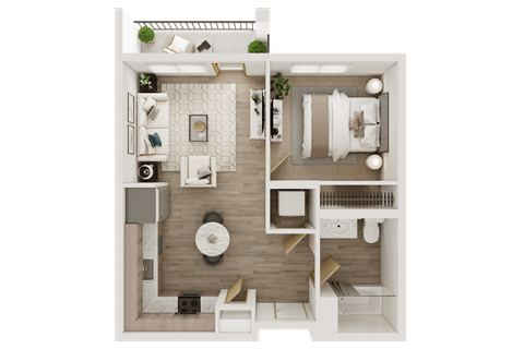 Floor plan for 1 bed, 1 bath, 548 sqft